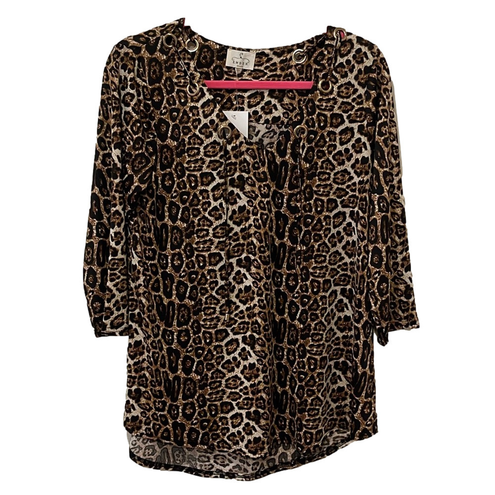 Ember NWT leopard print tunic, large 🔵